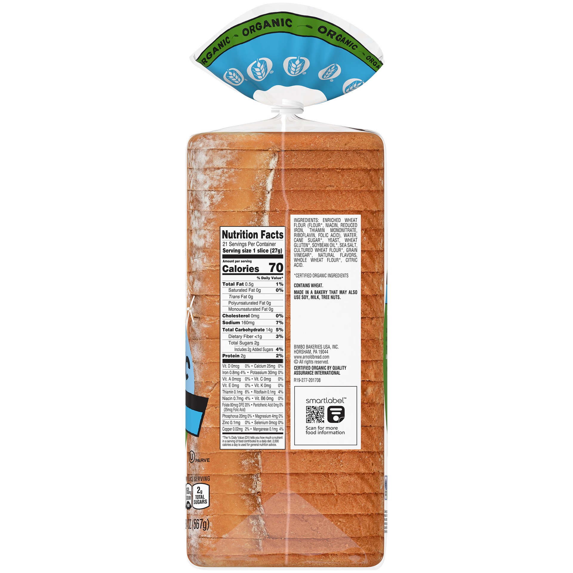 slide 5 of 5, Arnold Organic Thin Sliced Rustic White Bread 20 Oz, 20 oz