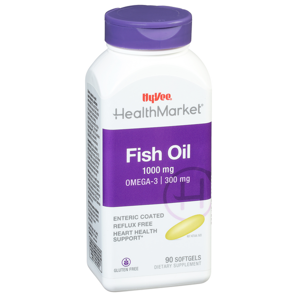 slide 1 of 1, Hy-Vee HealthMarket All Natural Fish Oil Dietary Supplement, 90 ct; 1000 mg