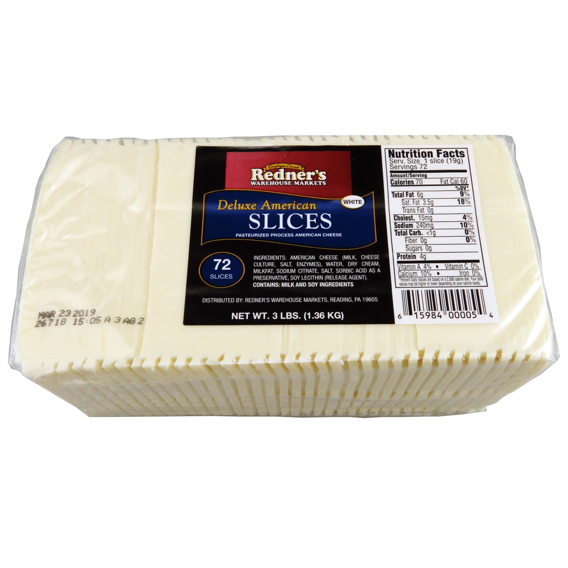 slide 1 of 1, Redner's Delux American Single Slices, 48 oz