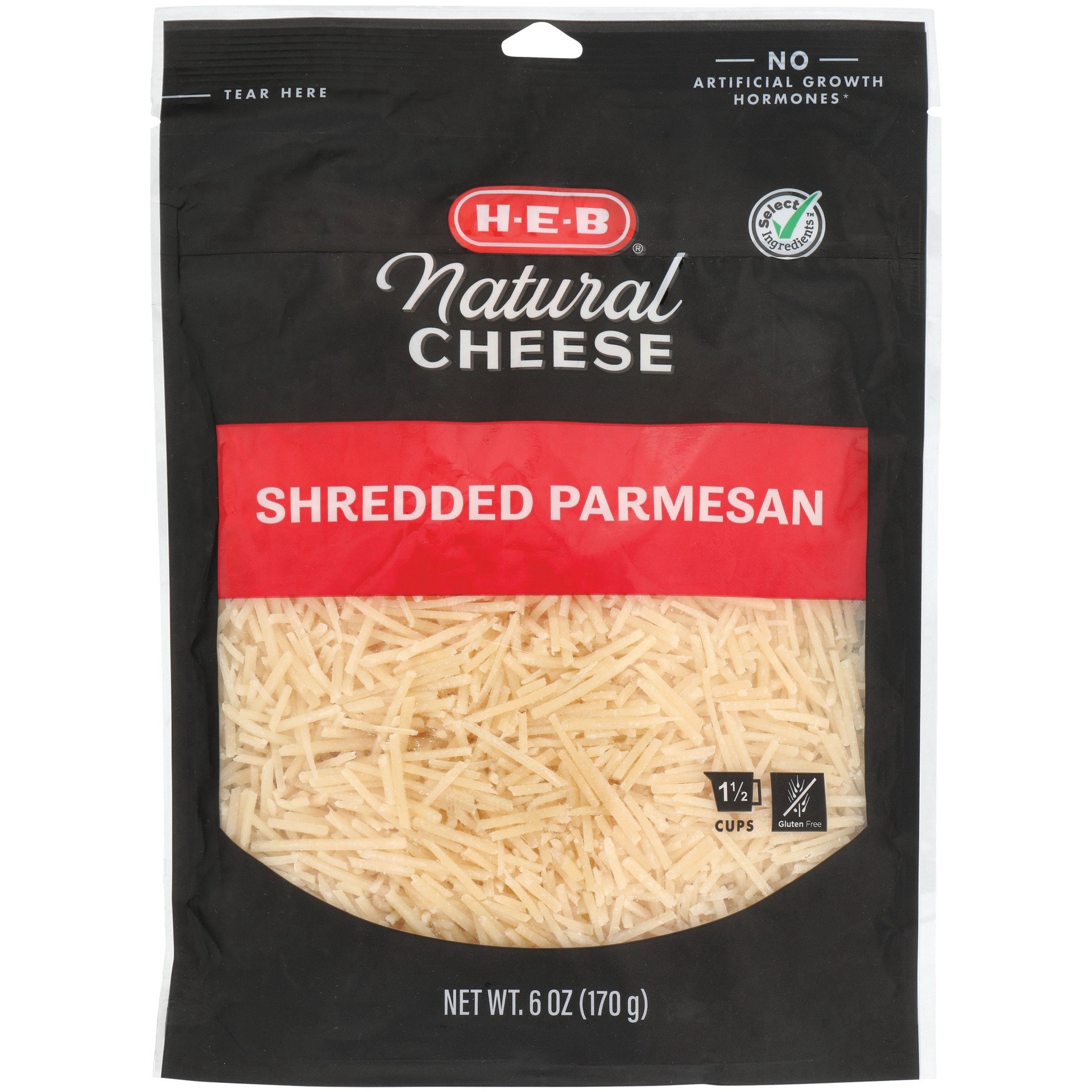 slide 1 of 1, H-E-B Parmesan Shredded Cheese, 6 oz