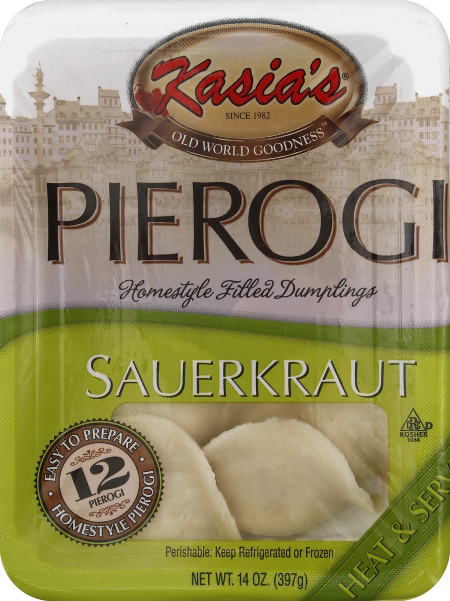 slide 1 of 4, Kasia's Sauerkraut Pierogi, 14 oz