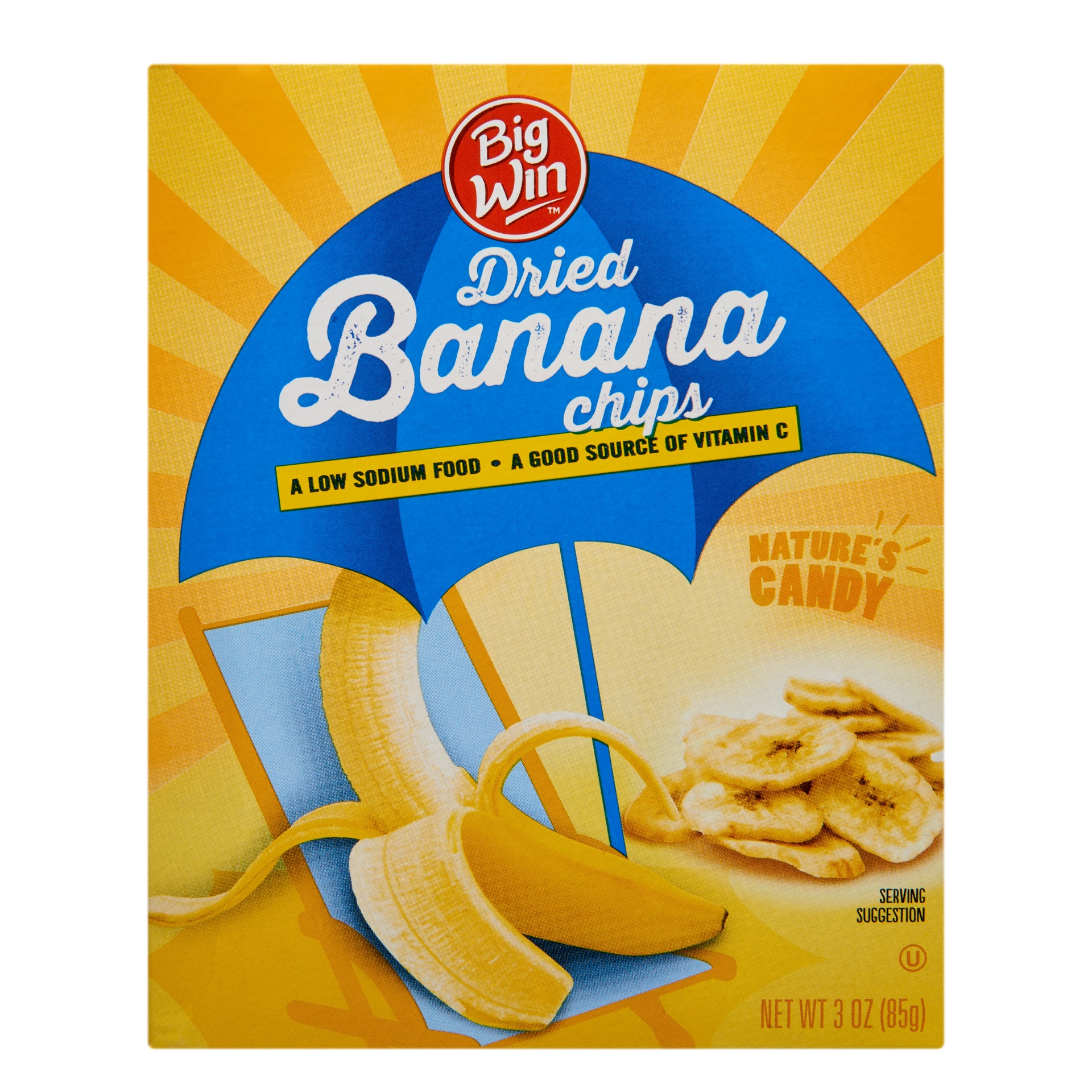 slide 1 of 3, Big Win Dried Banana Chips, 3 oz