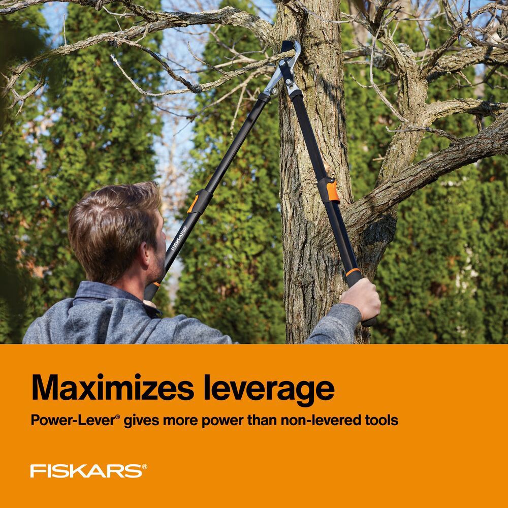 slide 4 of 6, Fiskars Power-Lever 25-in Telescoping Steel Bypass Lopper, 1 ct