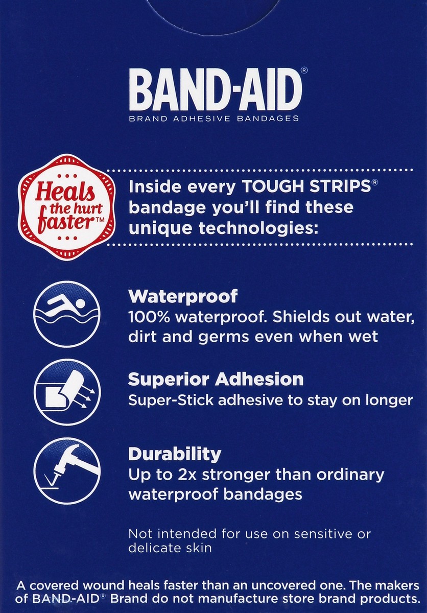 slide 5 of 5, BAND-AID Brand TOUGH-STRIPS Waterproof Adhesive Bandages, Assorted Sizes, 20 Count, 20 ct