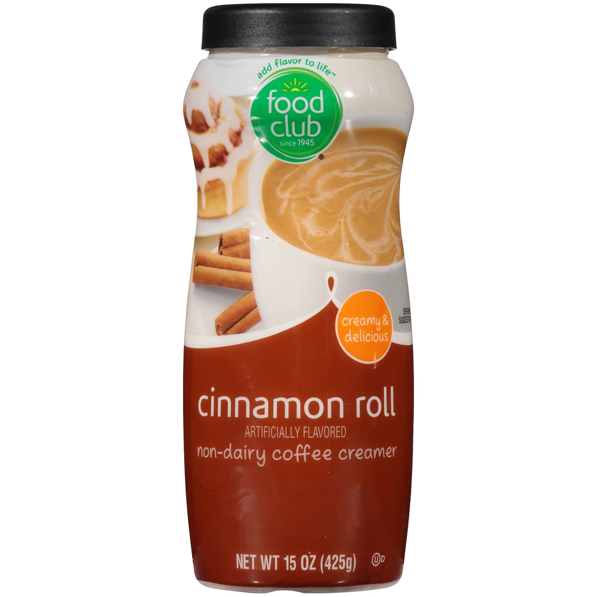 slide 8 of 13, Food Club Cinnamon Roll Non-Dairy Coffee Creamer, 15 oz
