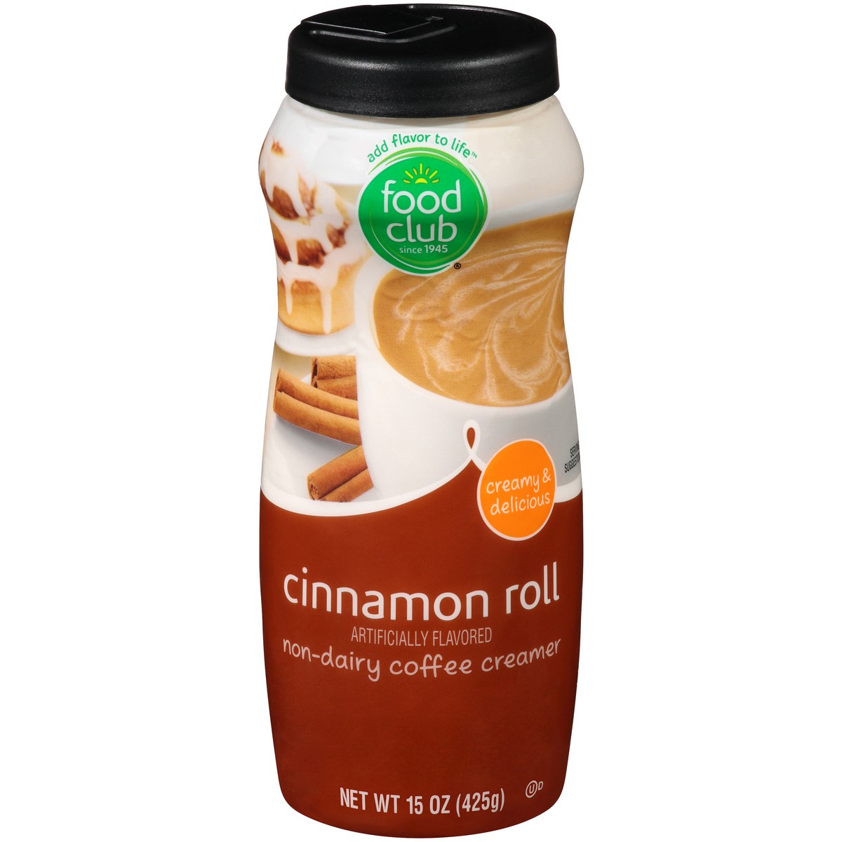 slide 1 of 13, Food Club Cinnamon Roll Non-Dairy Coffee Creamer, 15 oz