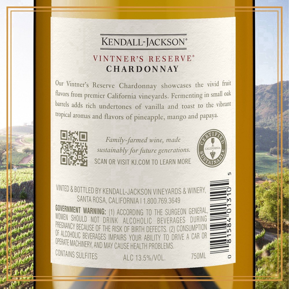 slide 20 of 58, Kendall-Jackson Vintner's Reserve Chardonnay White Wine, 750ml, 750 ml