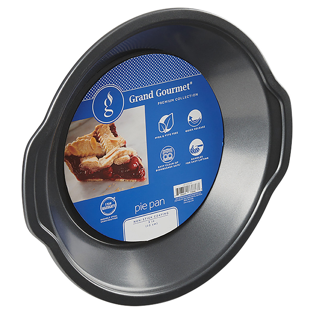 slide 1 of 2, Grand Gourmet Pie Pan, Dark Grey, 9", 9 in