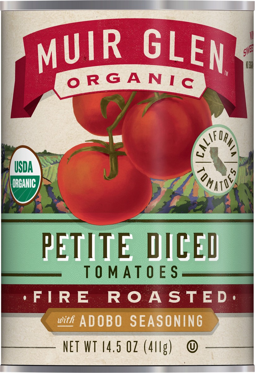 slide 4 of 9, Muir Glen Petite Diced Tomatoes, Fire Roasted With Adobo Seasoning, 14.5 oz., 14.5 oz