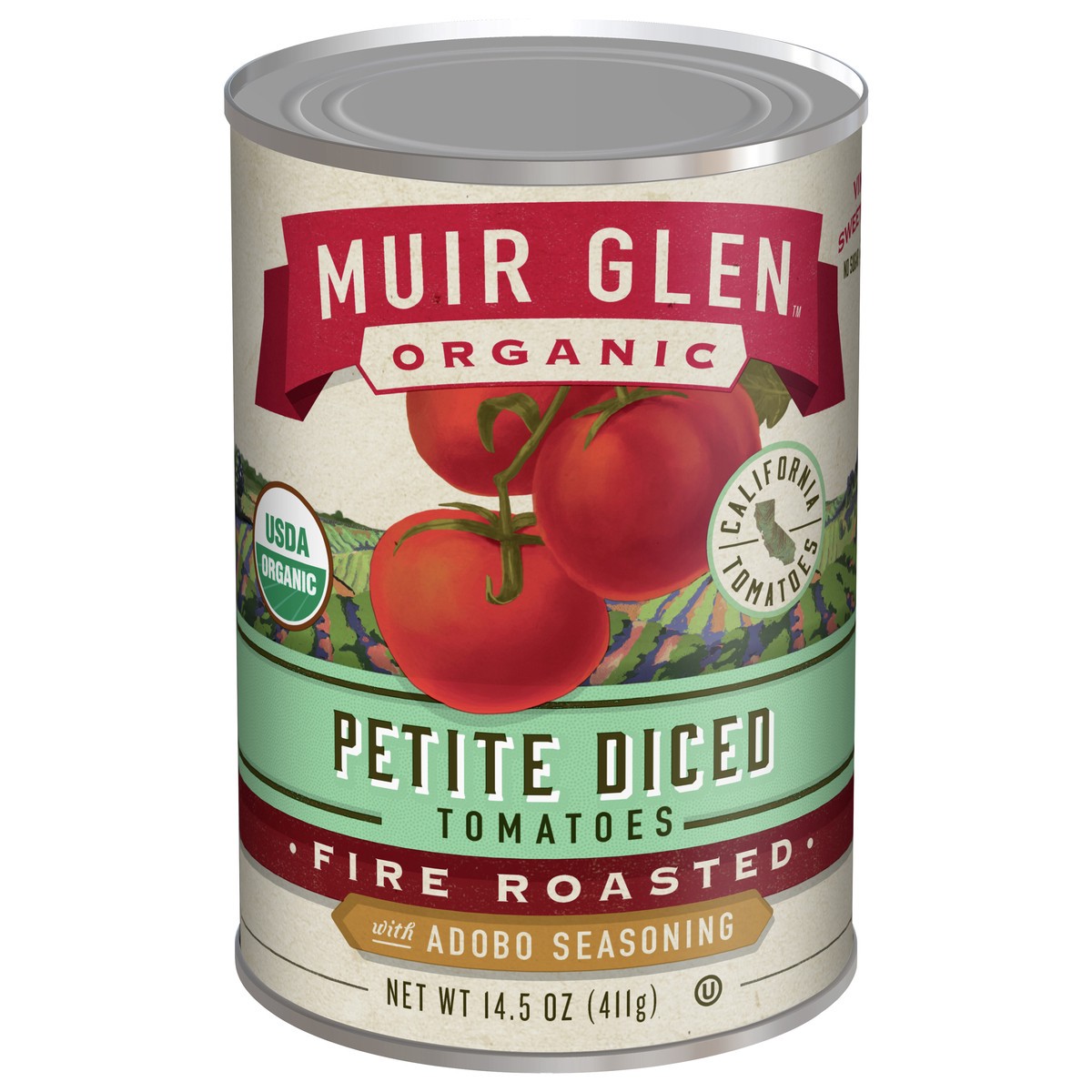 slide 1 of 9, Muir Glen Petite Diced Tomatoes, Fire Roasted With Adobo Seasoning, 14.5 oz., 14.5 oz