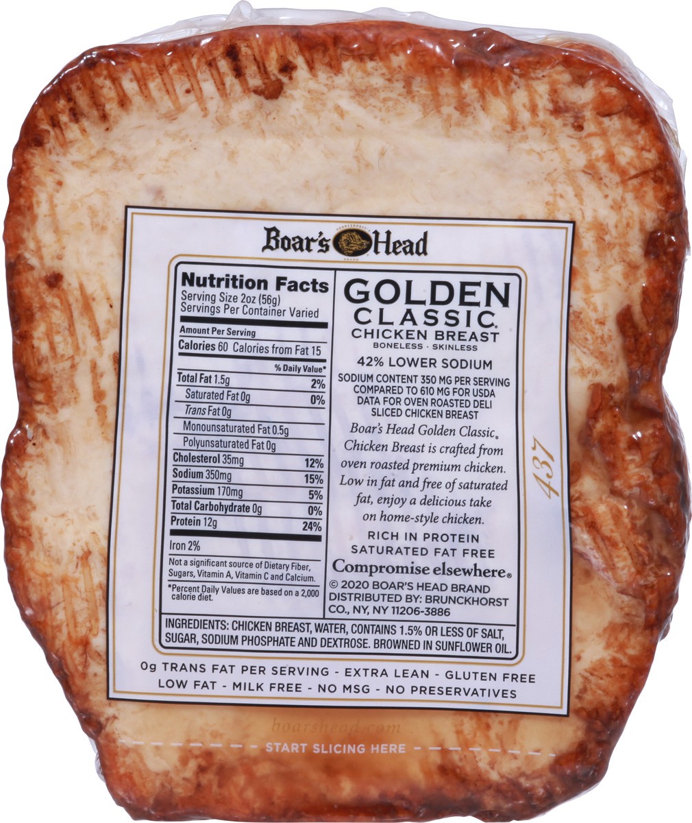 slide 7 of 9, Boar's Head Classic Golden Boneless Skinless Chicken Breast 1 ea, per lb