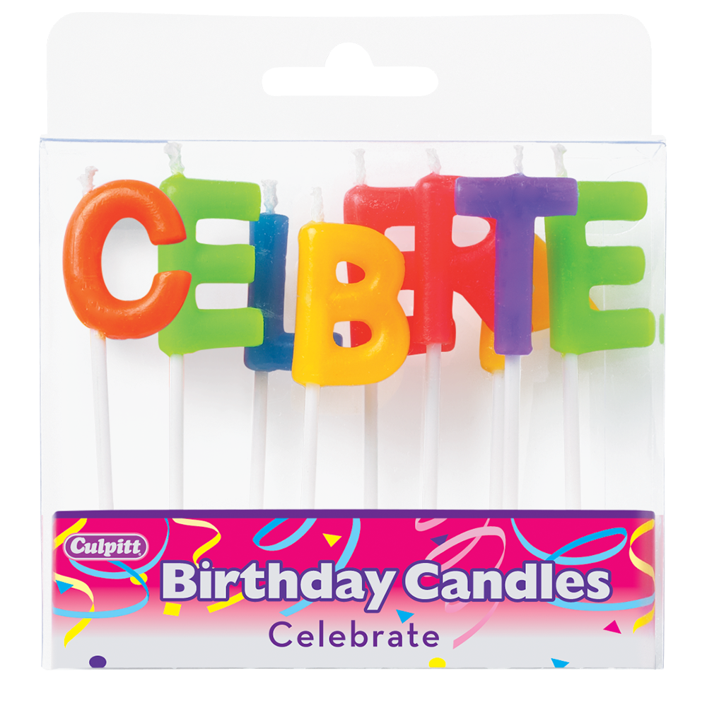 slide 1 of 1, Culpitt Celebrate Letters Cake Candles, 9 ct