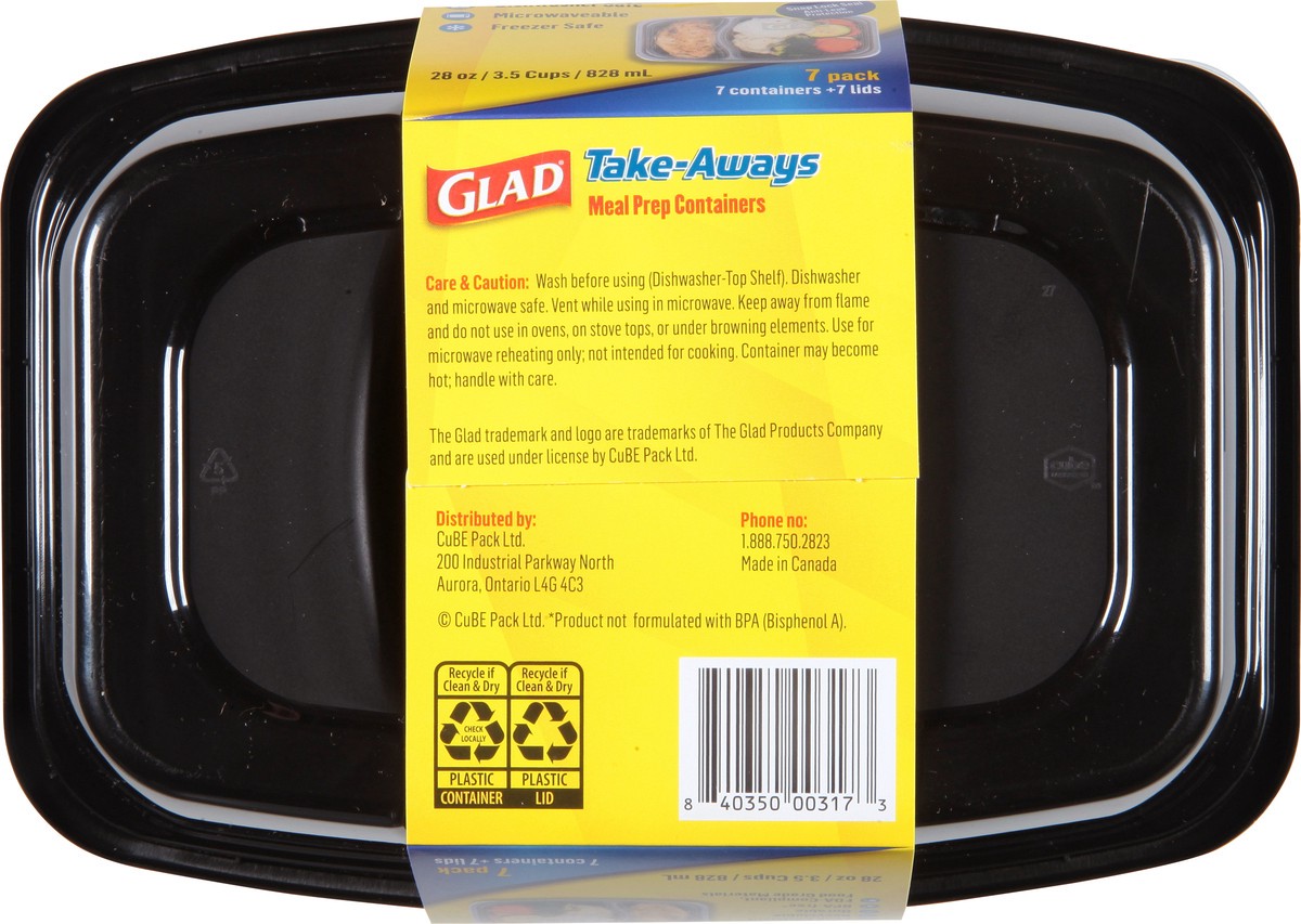 slide 10 of 10, Glad Take-Aways 28 Ounce Divided Rectangle Meal Prep Containers 7 Pack, 1 ct