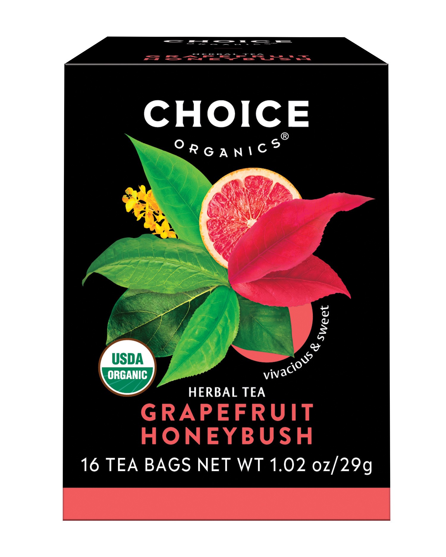 slide 2 of 5, Choice Organics Grapefruit Honeybush Herbal Tea Bag 16 Bags, 16 ct