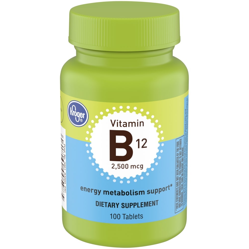 slide 1 of 1, Kroger Vitamin B12 Dietary Supplement Tablets 2500 Mcg, 100 ct