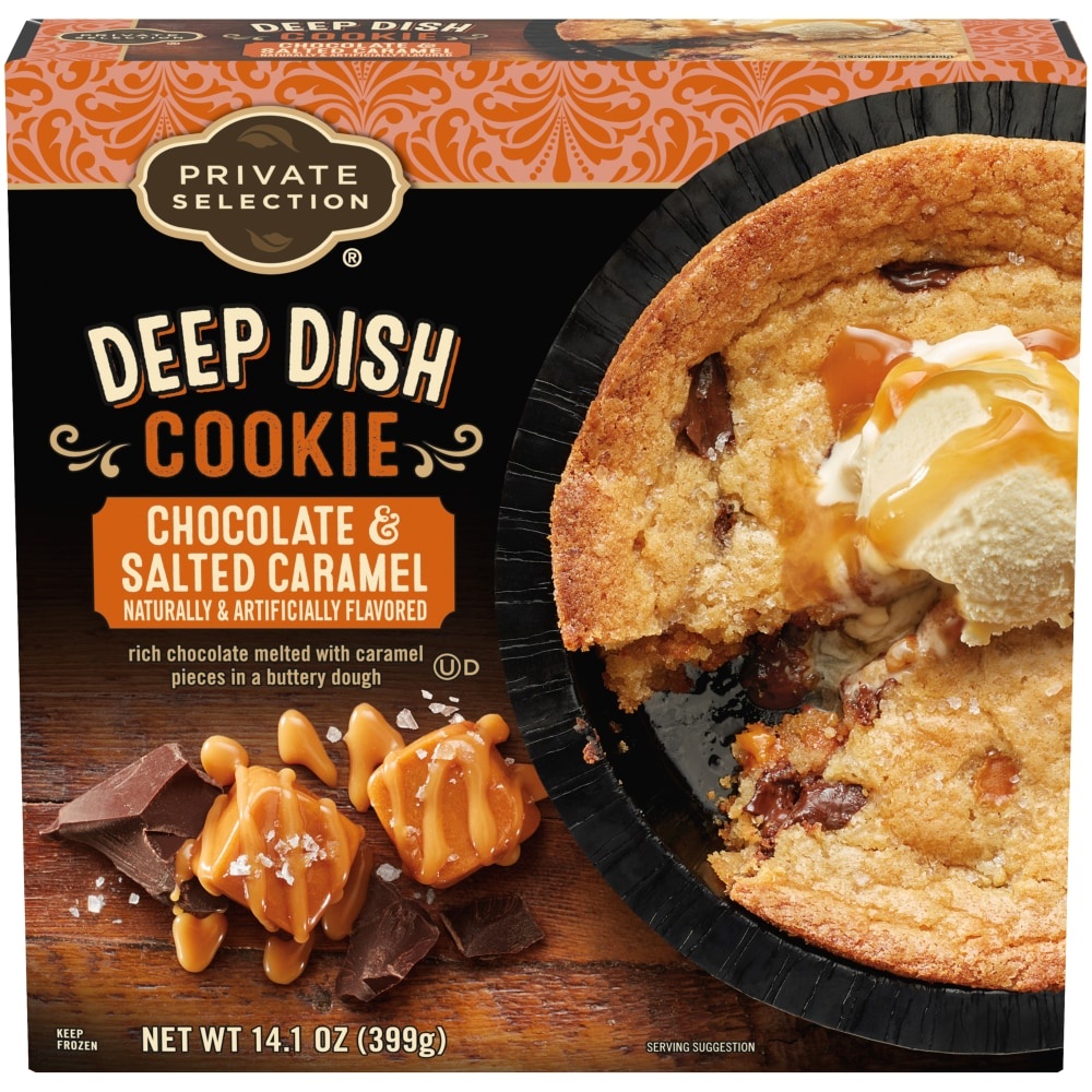 slide 1 of 1, Private Selection Chocolate & Salted Caramel Deep Dish Cookie, 14.1 oz