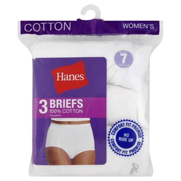 slide 1 of 1, Hanes Ladies Briefs Size 7 - White, 3 ct