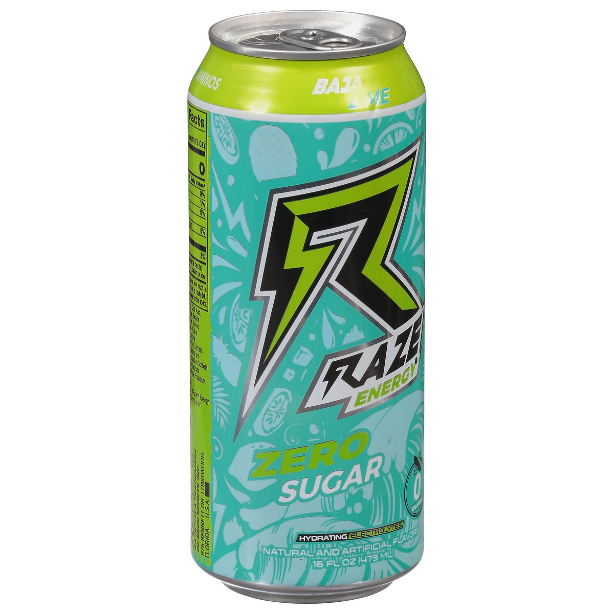slide 2 of 9, Raze Zero Sugar Baja Lime Energy Drink - 16 fl oz, 16 oz