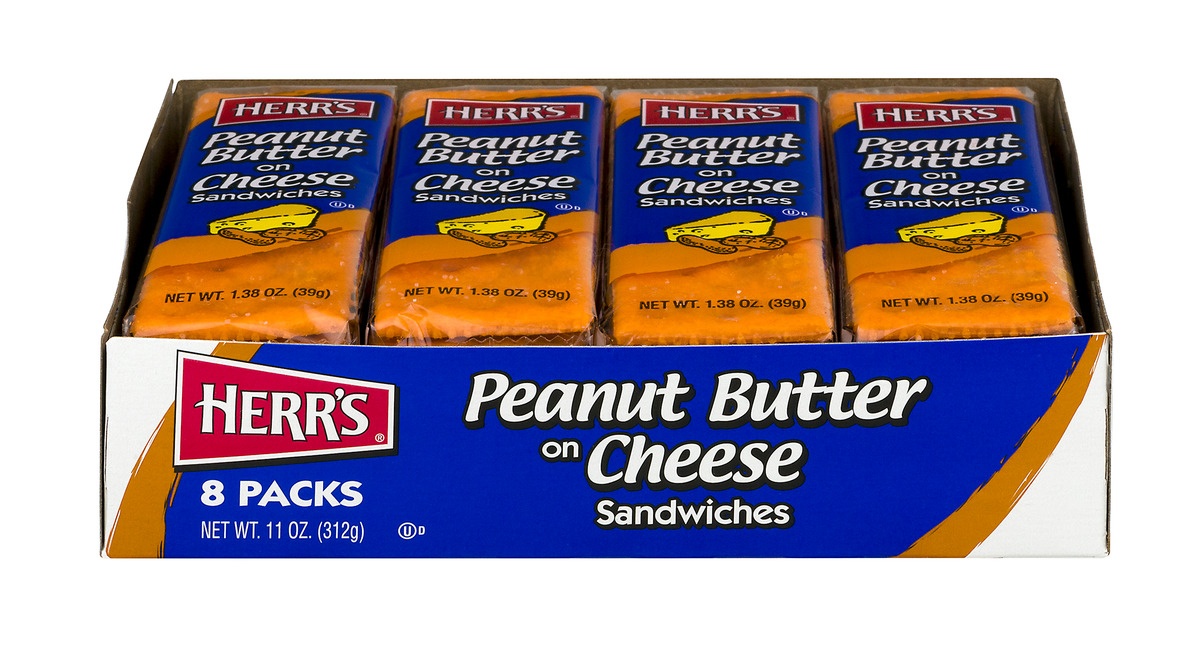 slide 1 of 1, Herr's Peanut Butter On Cheese Sandwiches, 8 ct