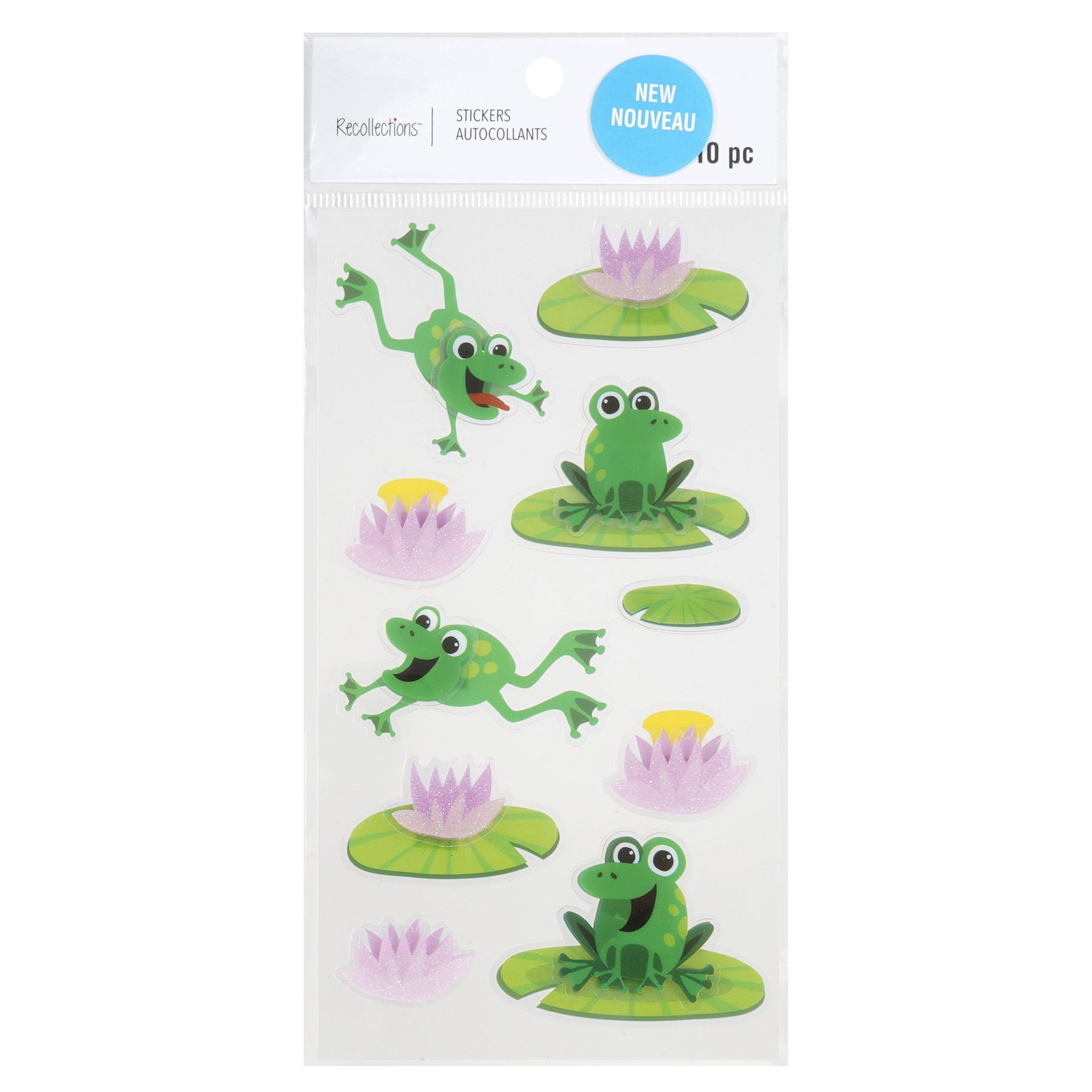 slide 3 of 4, Frog & Lily Pad Stickers By Recollections, 4 in x 8.5 in