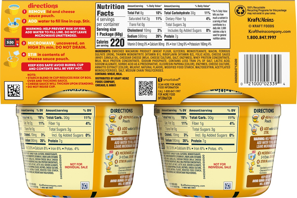 slide 3 of 9, Velveeta Shells & Cheese Original Microwaveable Shell Pasta & Cheese Sauce, 4 ct Pack, 2.39 oz Cups, 4 ct