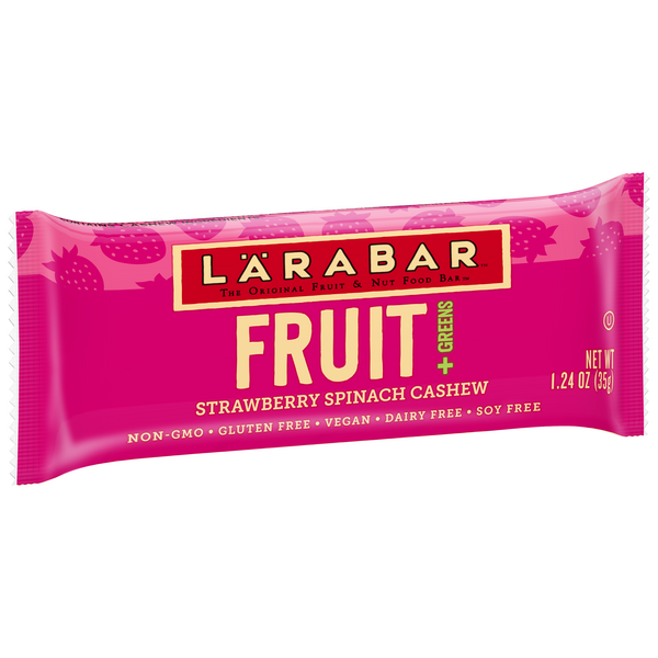 slide 1 of 1, LÄRABAR Fruit & Greens Strawberry Spinach Cashew Bar, 1.24 oz