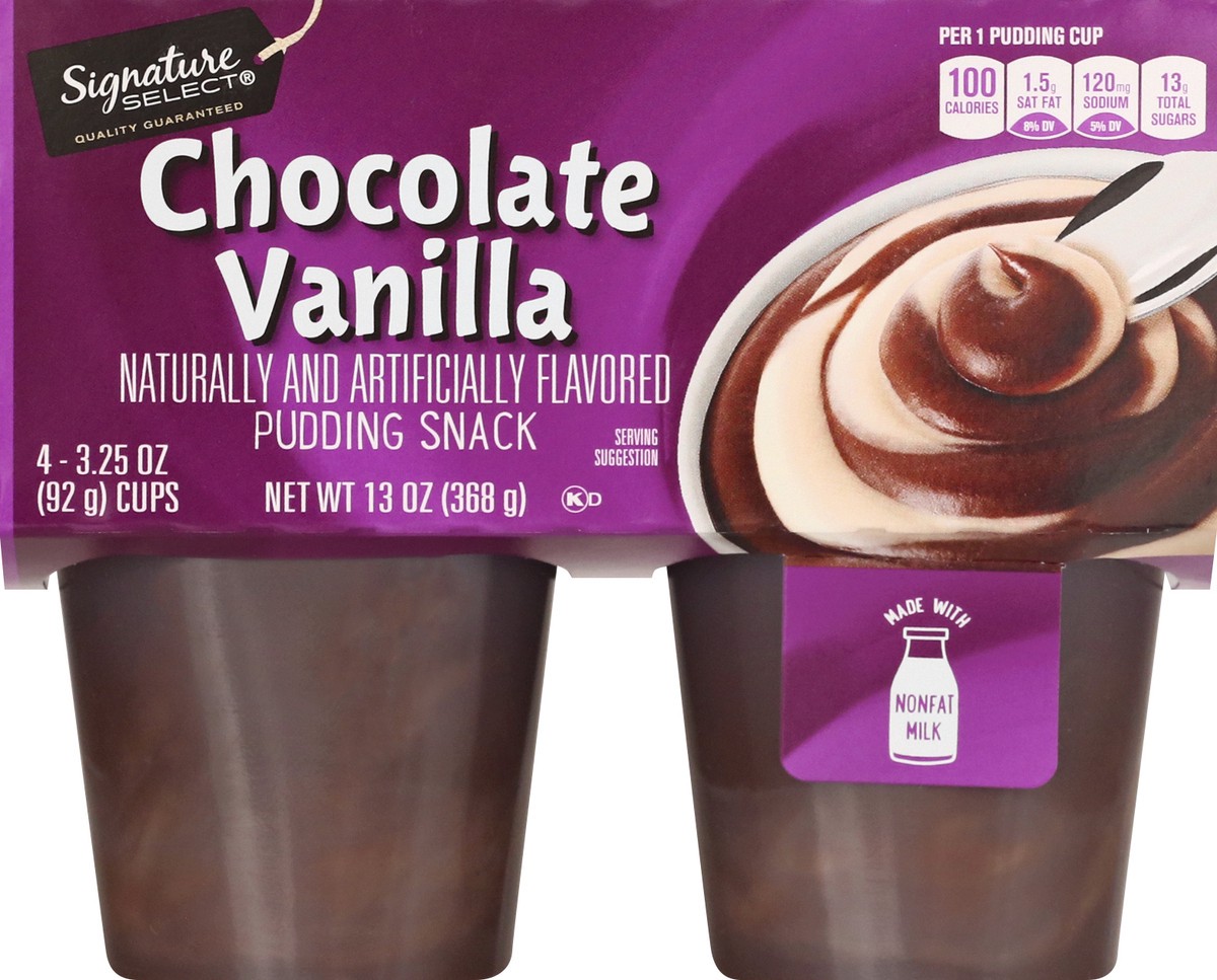 slide 5 of 12, Signature Select Chocolate Vanilla Pudding Snack 4 ea, 4 ct