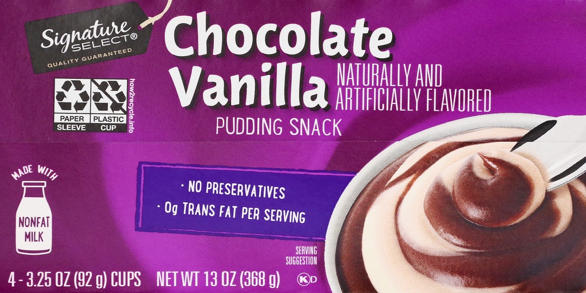 slide 9 of 12, Signature Select Chocolate Vanilla Pudding Snack 4 ea, 4 ct