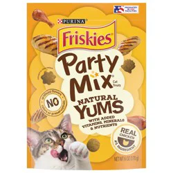 Purina Friskies Natural Cat Treats, Party Mix Natural Yums With Real Chicken & Vitamins, Minerals & Nutrients