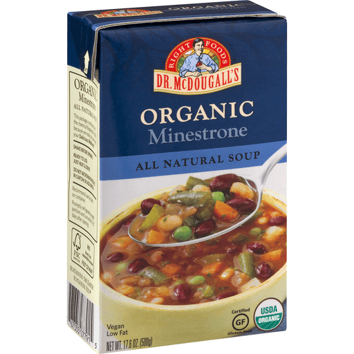 slide 2 of 8, Dr. McDougall's Organic Minestrone Vegan Soup, 17.6 oz