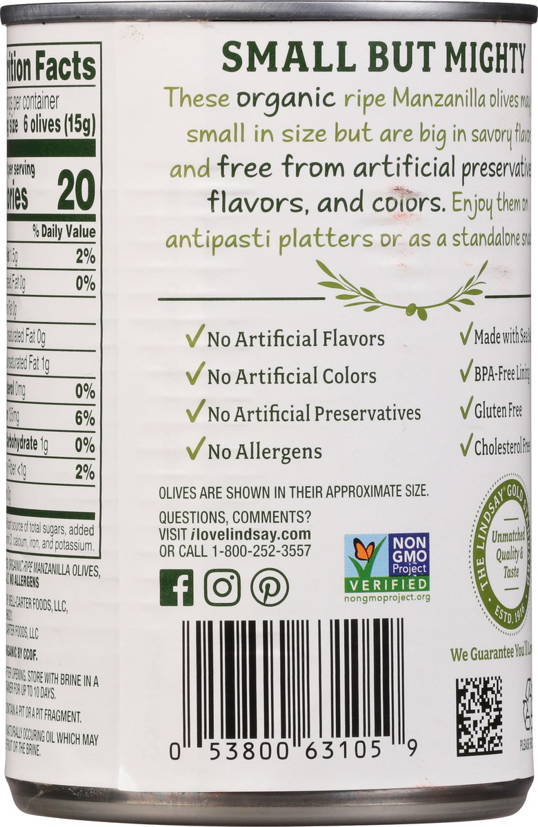 slide 5 of 9, Lindsay Organic Black Ripe Pitted Olives Small 6 oz, 6 oz