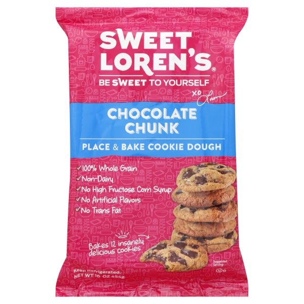 slide 1 of 1, Sweet Loren's Cookie Dough, Place & Bake, Chocolate Chunk, 16 oz