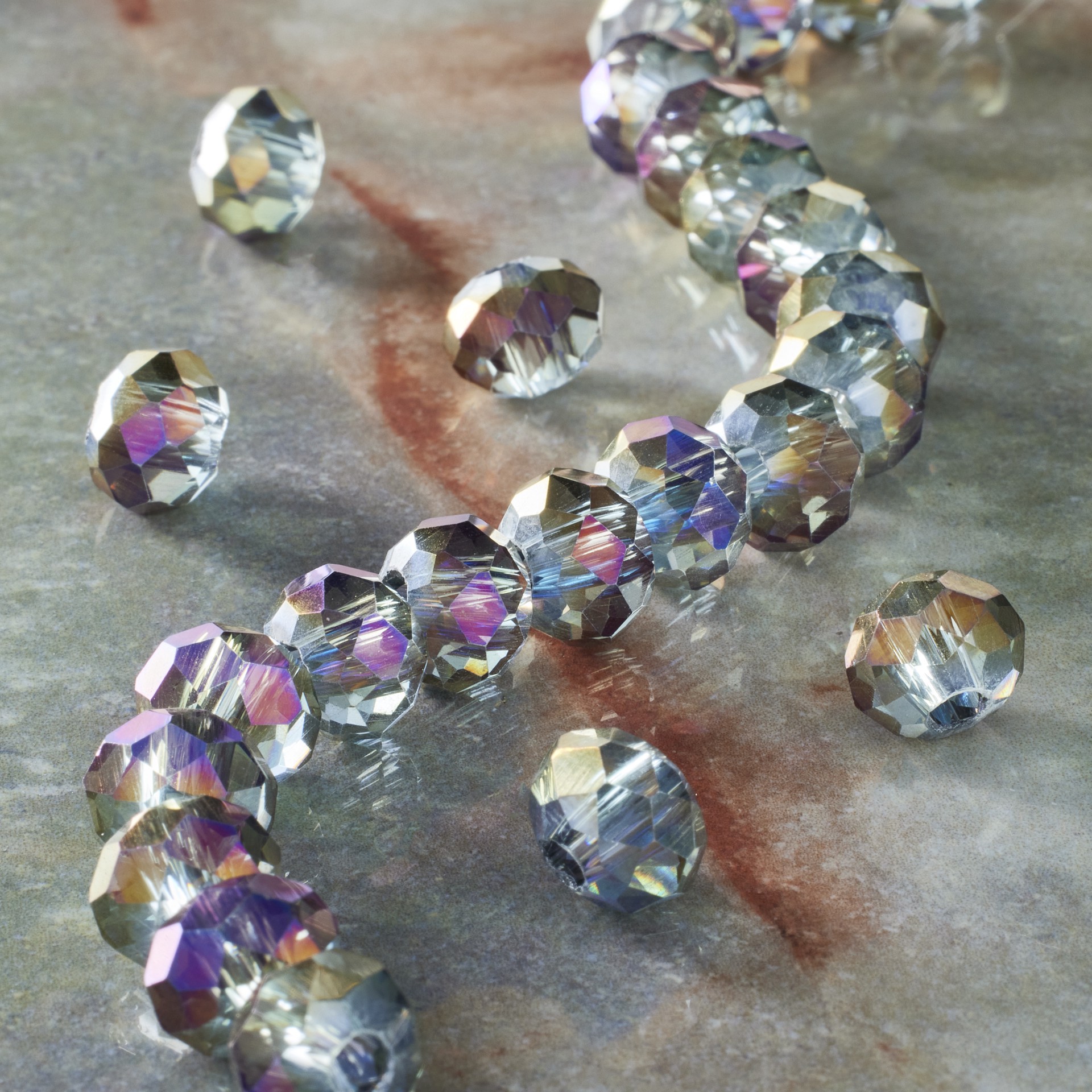 slide 3 of 3, Gray Glass Faceted Rondelle Beads By Bead Landing, 10 mm