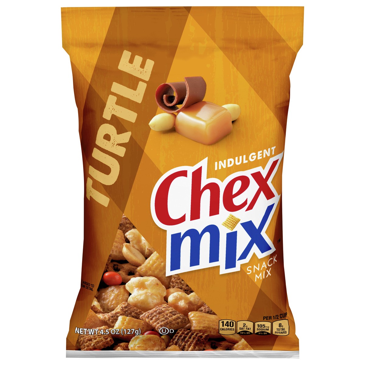 slide 5 of 14, Chex Mix Snack Party Mix, Turtle, Indulgent Sweet Pub Mix Snack Bag, 4.5 oz, 4.5 oz