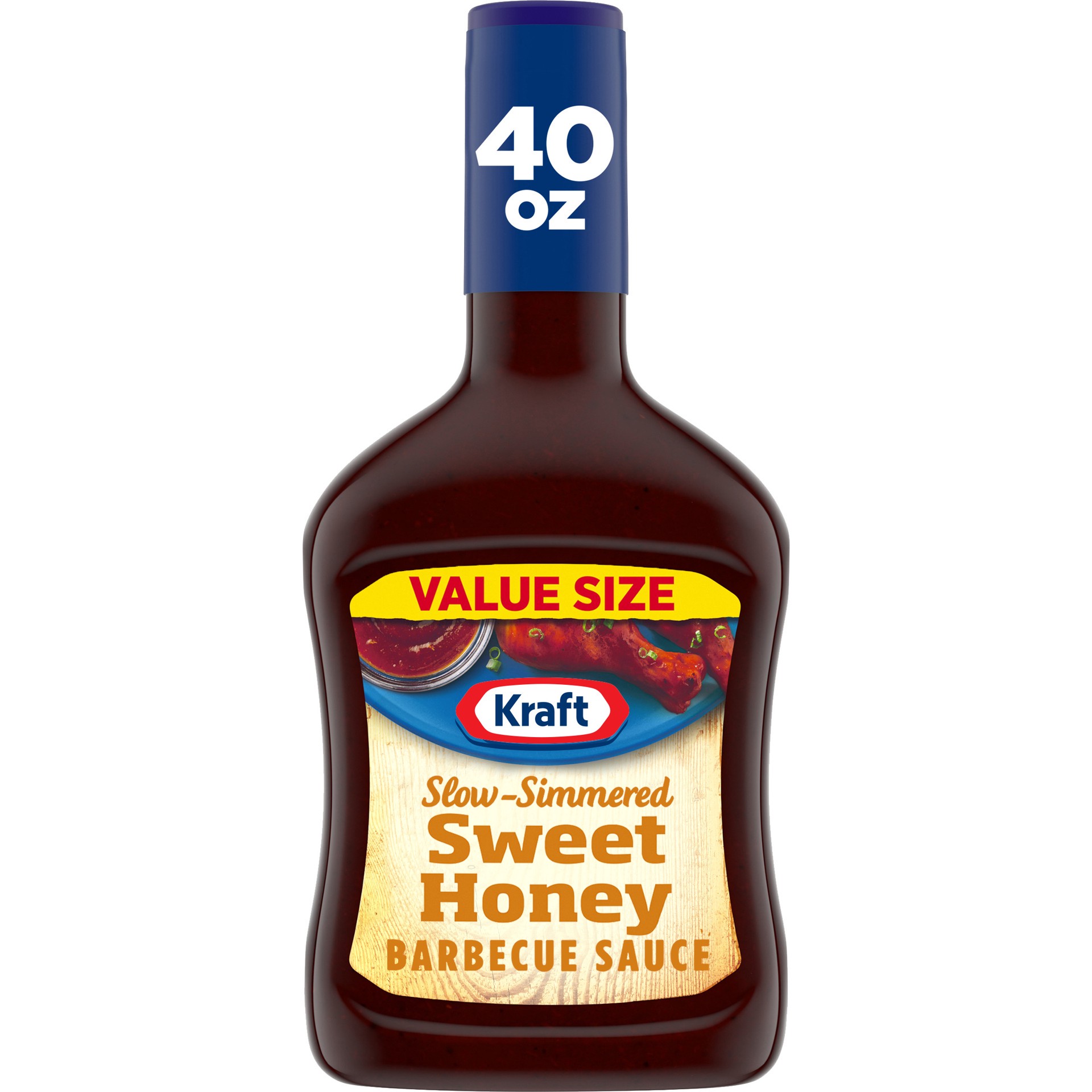 slide 1 of 14, Kraft Sweet Honey Slow-Simmered Barbecue Sauce Value Size, 40 oz Bottle, 40 oz