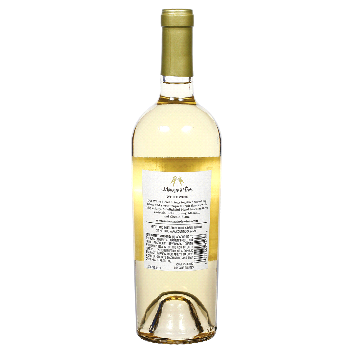 slide 4 of 4, Menage a Trois Exotic White Wine Blend, 750mL Wine Bottle, 13.5% ABV, 750 ml