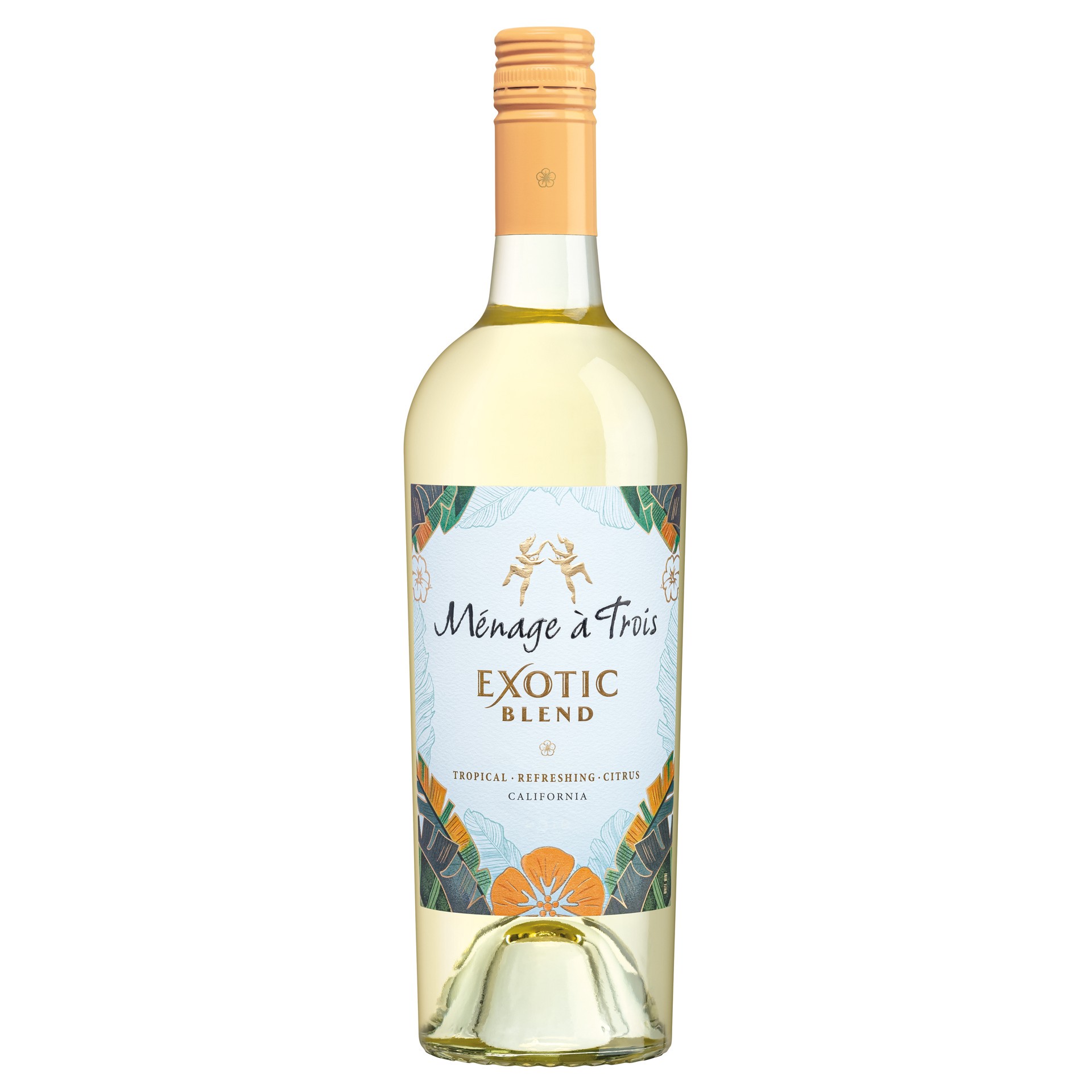 slide 1 of 4, Menage a Trois Exotic White Wine Blend, 750mL Wine Bottle, 13.5% ABV, 750 ml