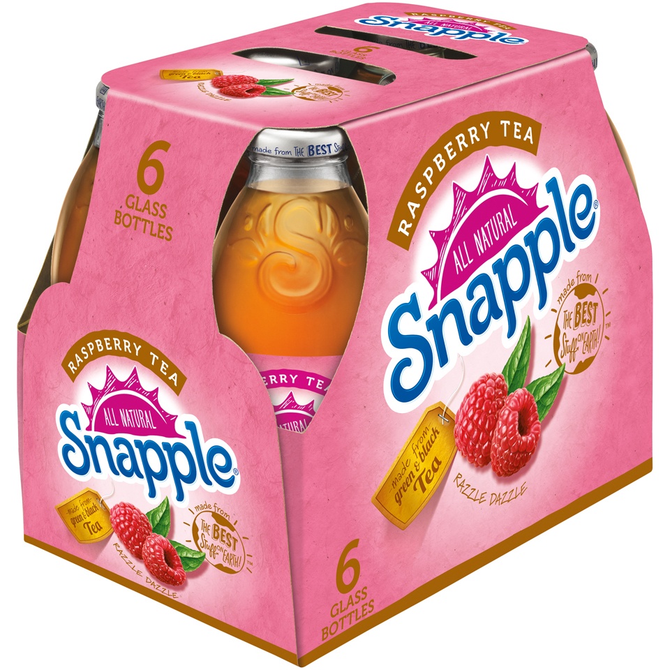 slide 1 of 1, Snapple All Natural Raspberry Tea, 6 ct; 16 oz