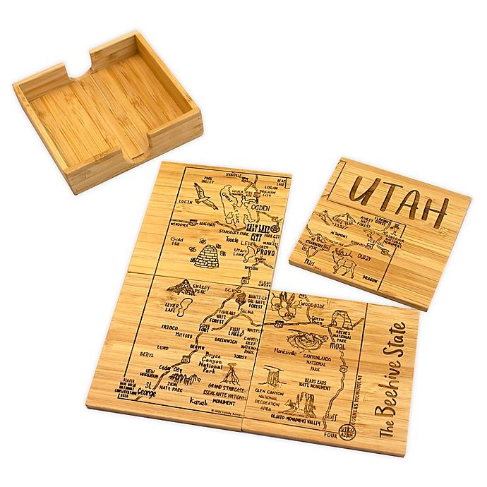 slide 1 of 1, Totally Bamboo Utah Puzzle Coaster Set, 5 ct