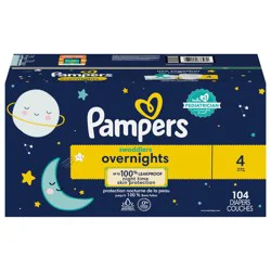 Pampers Swaddlers Overnight Diapers Size 4 104 Count
