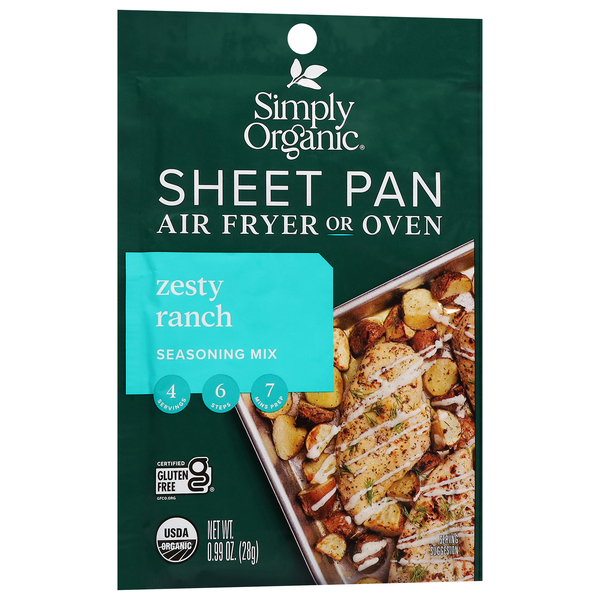 slide 1 of 1, Simply Organic Sheet Pan Seasoning Mix, Zesty Ranch, 0.99 oz