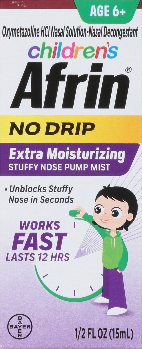 slide 6 of 9, Afrin Children's Age 6+ No Drip Extra Moisturizing Stuffy Nose Pump Mist 0.5 fl oz, 0.5 fl oz