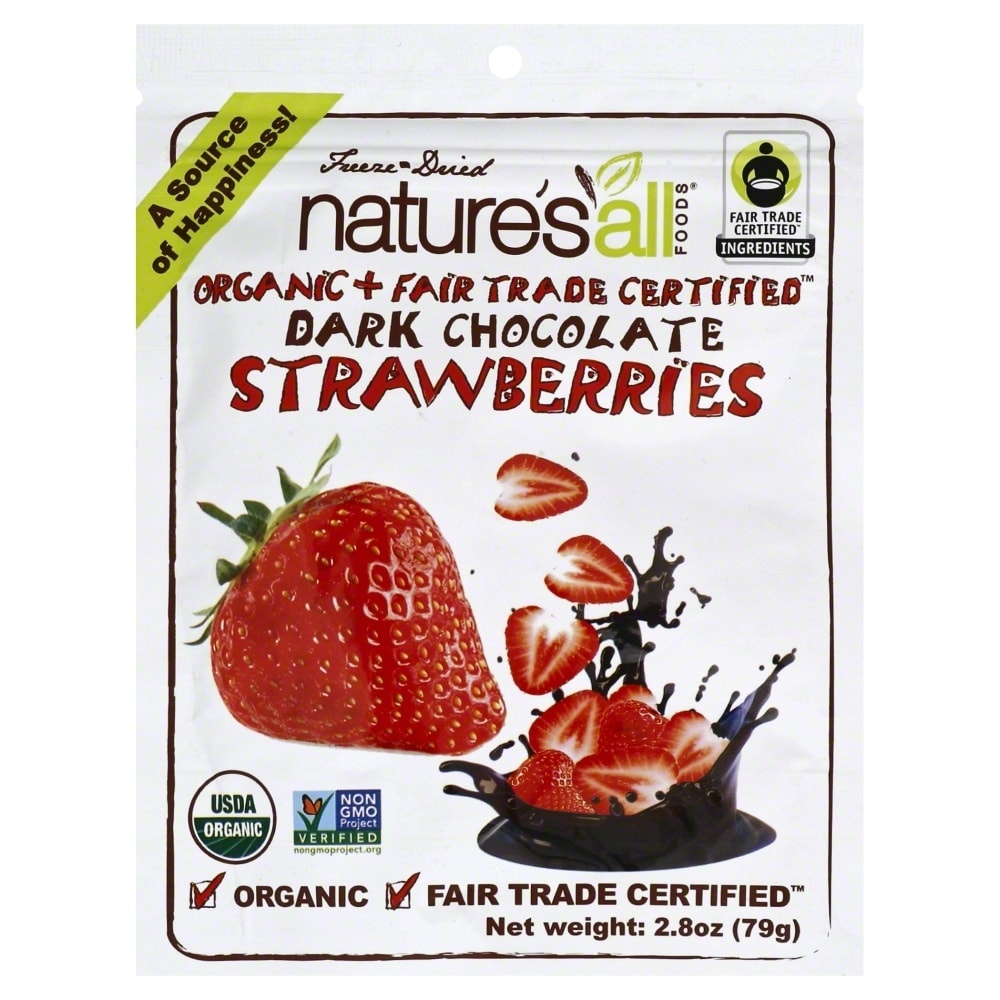 slide 1 of 1, Nature's All Foods Organic Dark Chocolate Strawberries, 2.8 oz