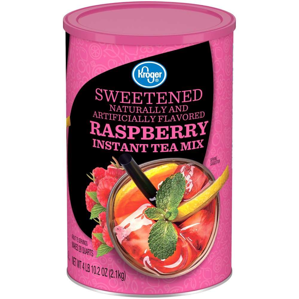slide 1 of 3, Kroger Sweetened Raspberry Instant Iced Tea Mix, 74.2 oz