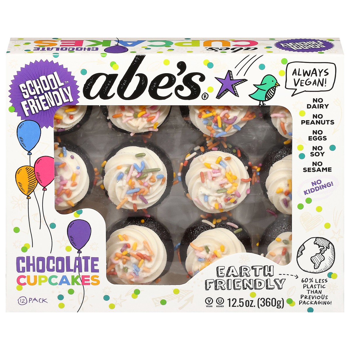 slide 1 of 13, Abe's School Friendly Chocolate Cupcakes - 12 Pack, 12 ct
