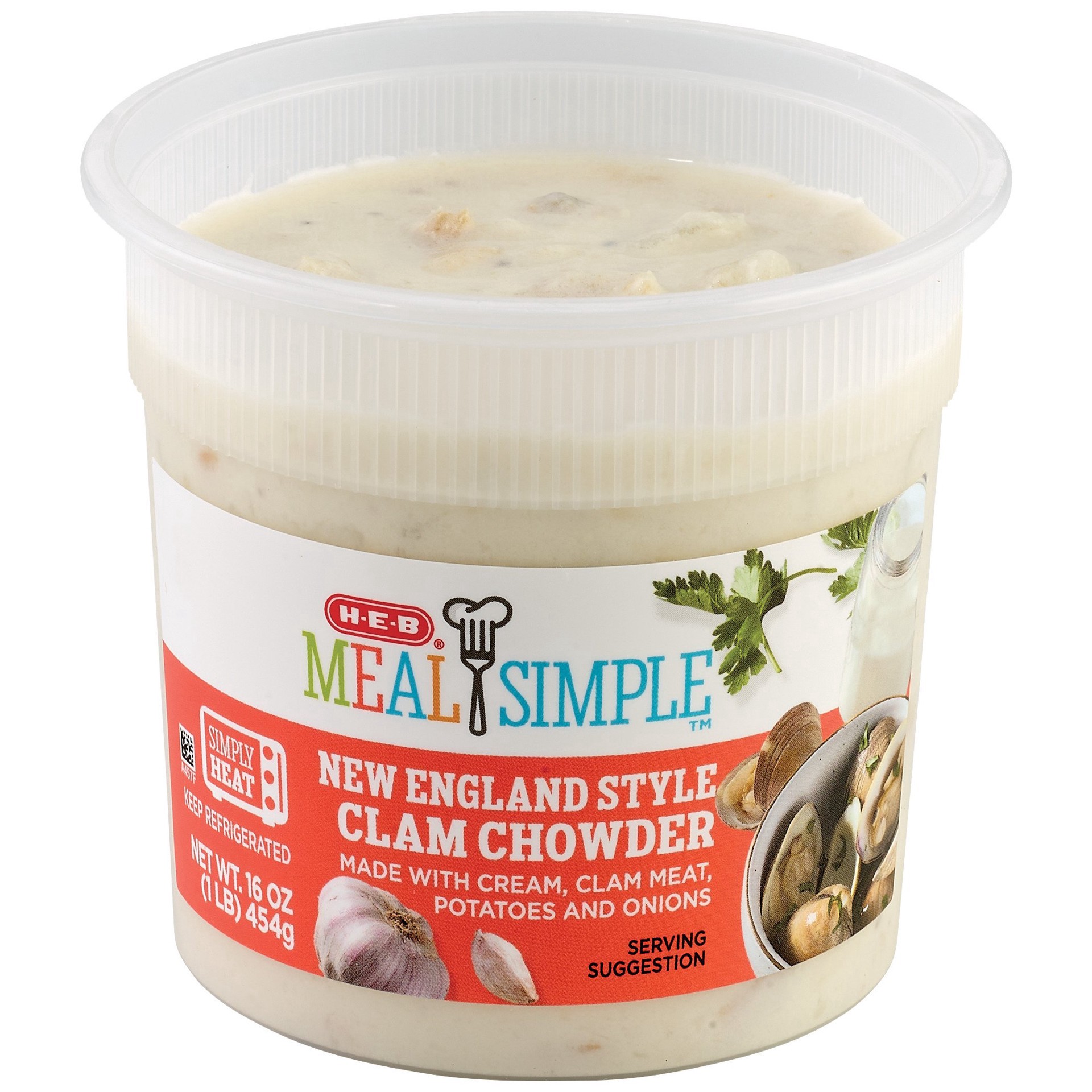 slide 1 of 1, H-E-B New England Clam Chowder, 16 oz