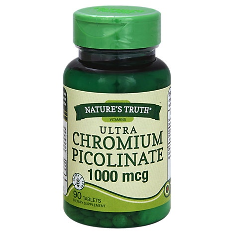 slide 1 of 1, Natures Truth Vitamins Capsules Chromium Picolinate Ultra 1000 Mcg Bottle, 90 ct