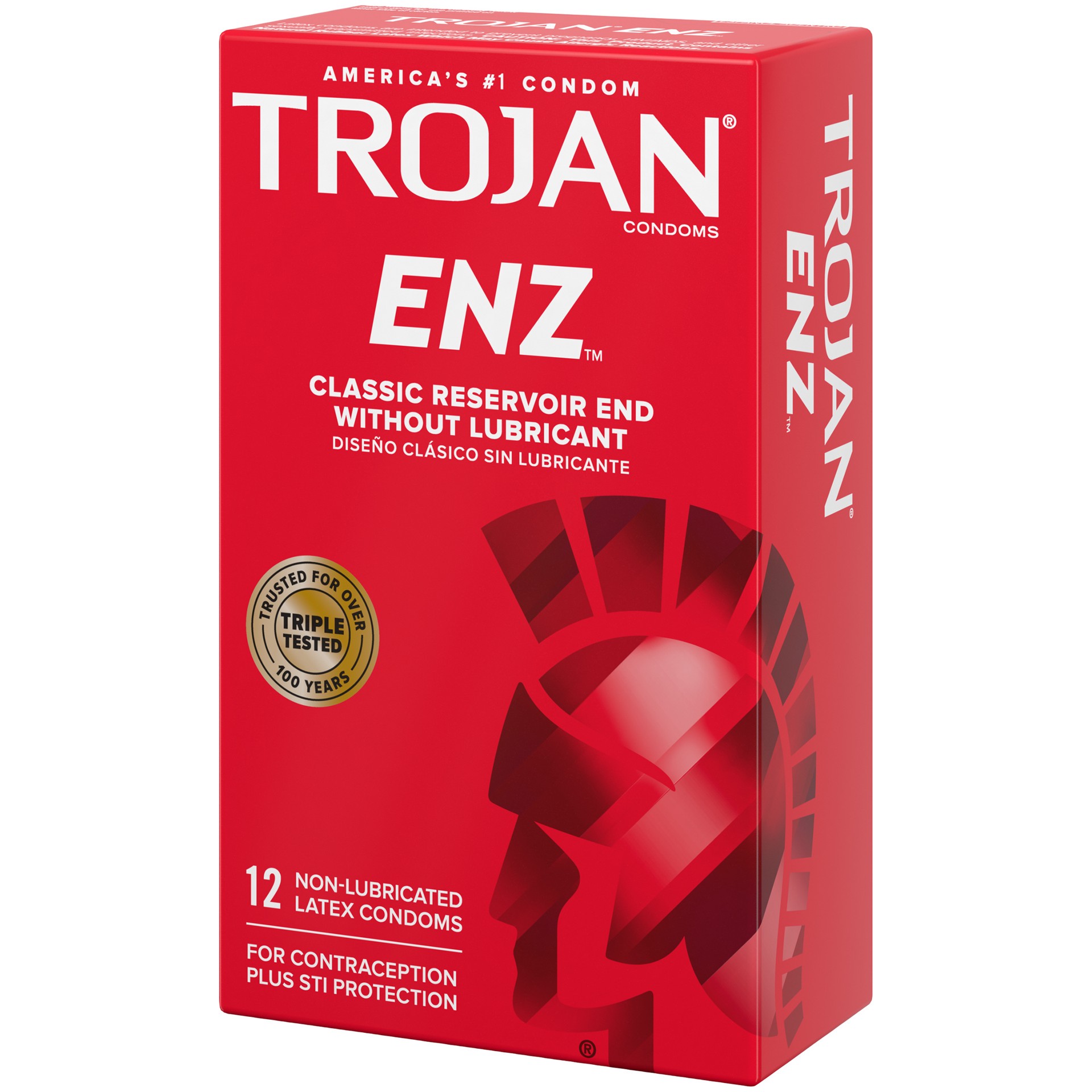 slide 3 of 5, Trojan Non-Lubricated Condoms Enz, 12 ct