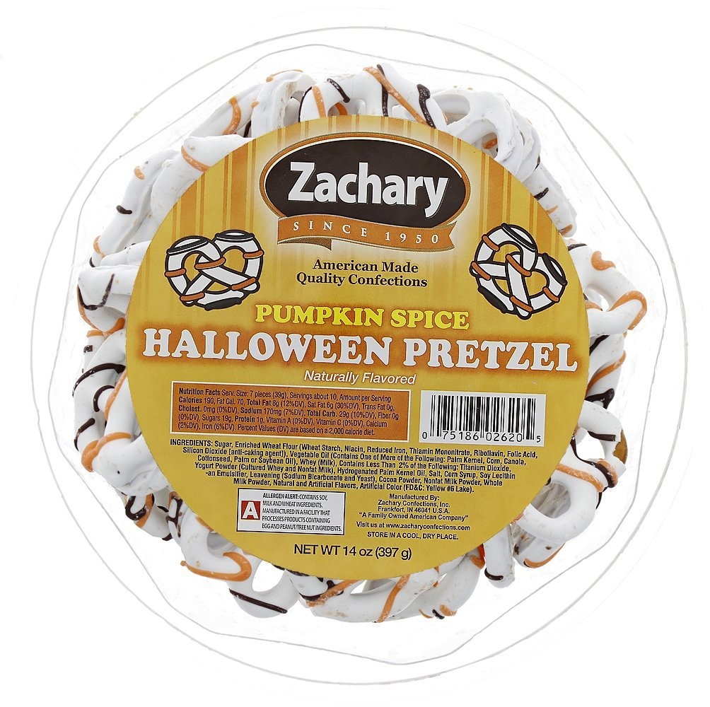 slide 1 of 1, Zachary Hallown Pumpkin Spc Pretzel Tub, 1 ct