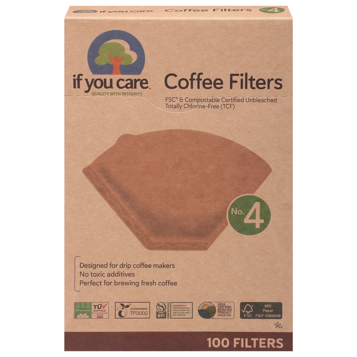 slide 1 of 9, If You Care No. 4 Coffee Filters 100 ea, 100 ct